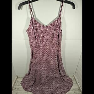 Old Navy Dress Skinny Strap Sleeveless Zip Up Size M White Purple Geometric Mini